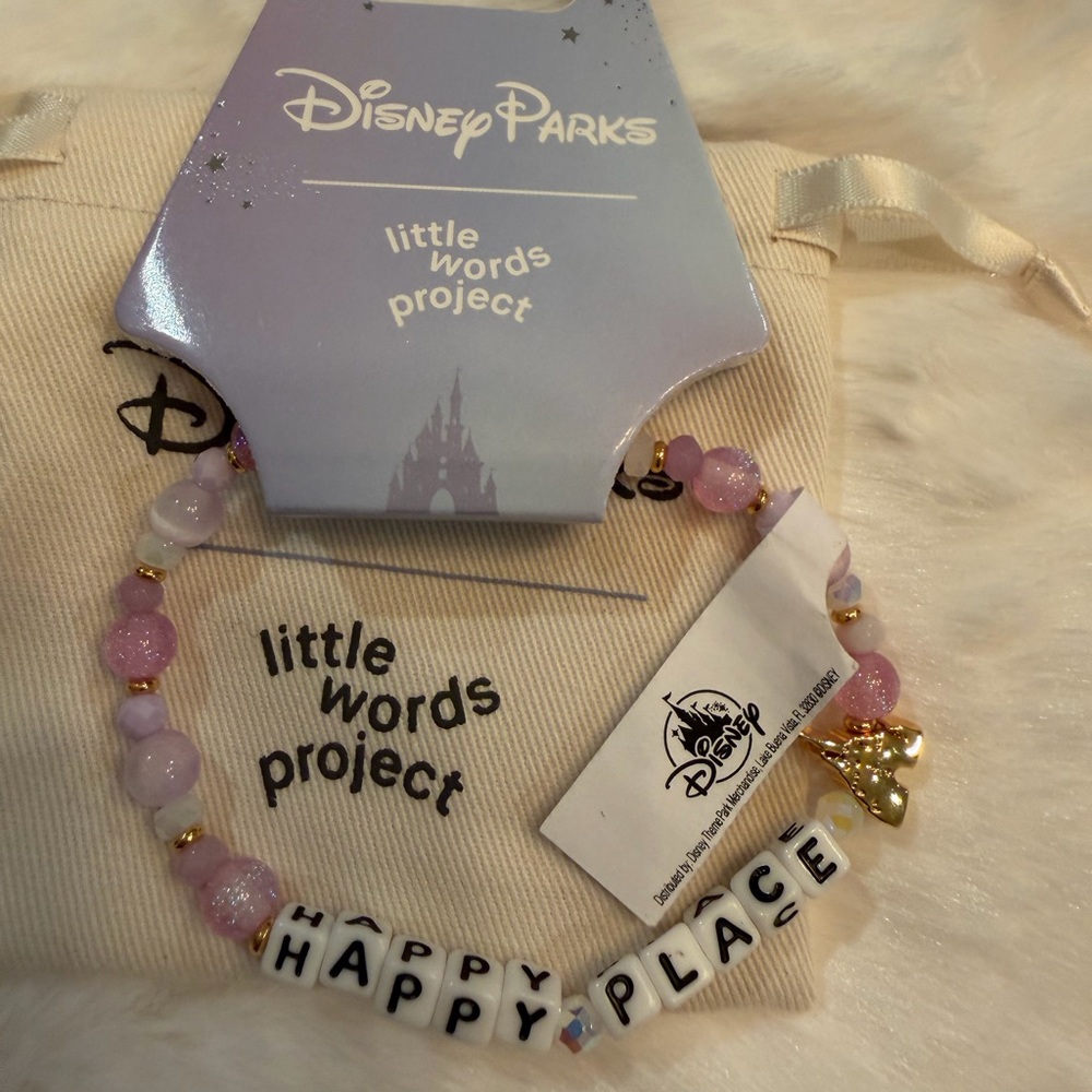 Disney Parks little words project happy place Pink and Gold Bracelet